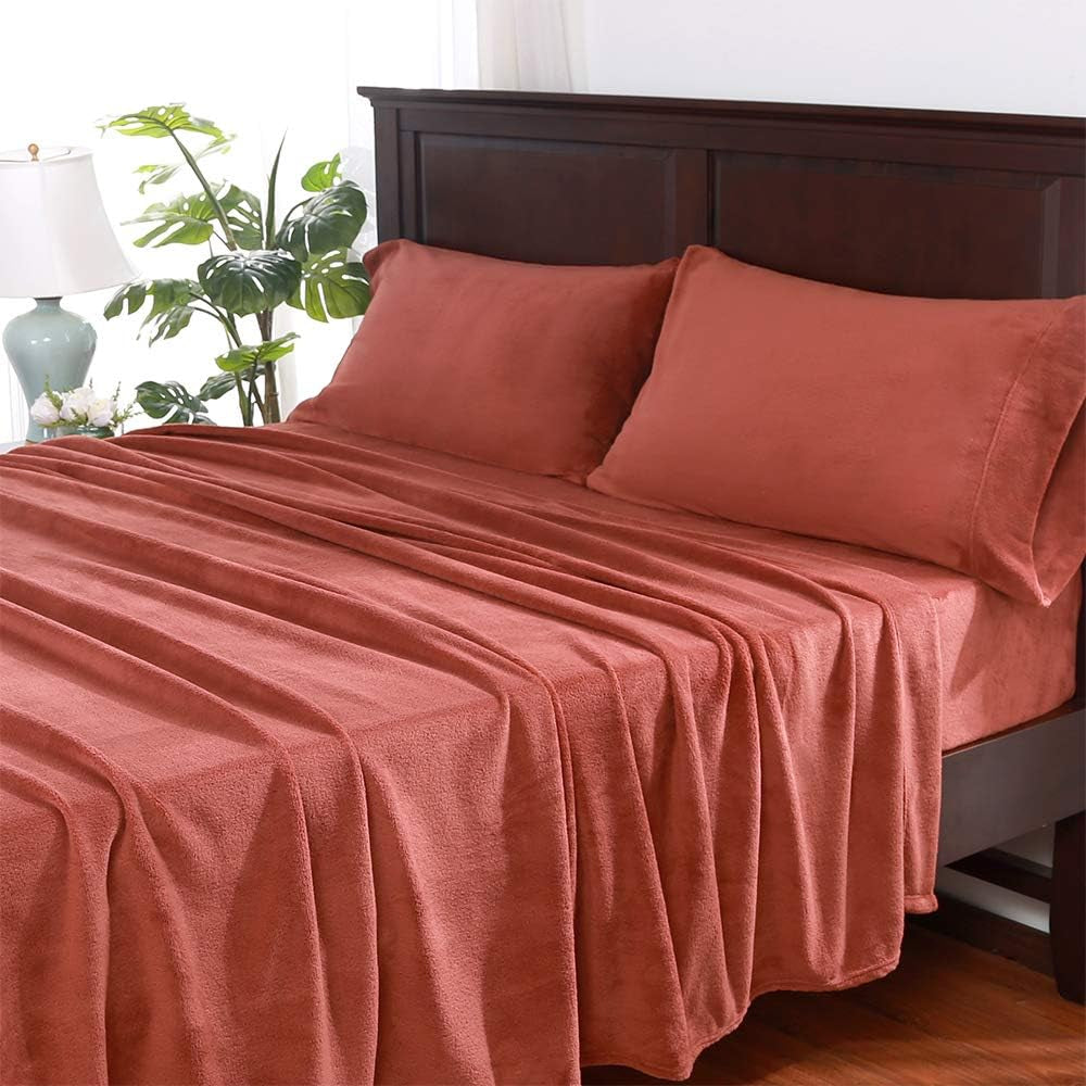 Serasoft Sheet Set | All Season Warmth | Super Soft Cozy Plush Sheets | Mahogany Red | Full (82" X 90")