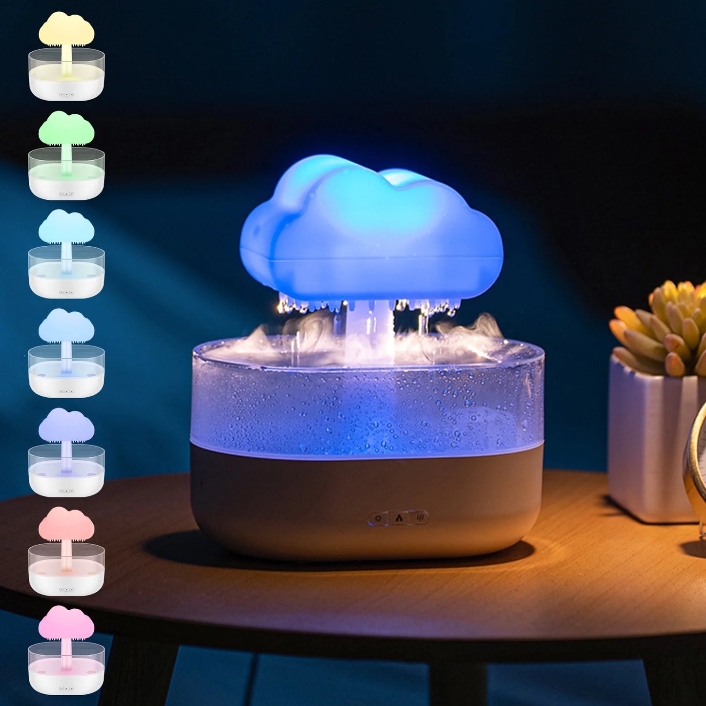 Rain Cloud Humidifier Water Drip,Mushroom Diffuser,Cloud Humidifier Rain Drop,Rain Cloud Diffuser with 7 Light Colours,Waterfall Lamp Humidifier Rain Sounds for Relax Sleeping,200Ml