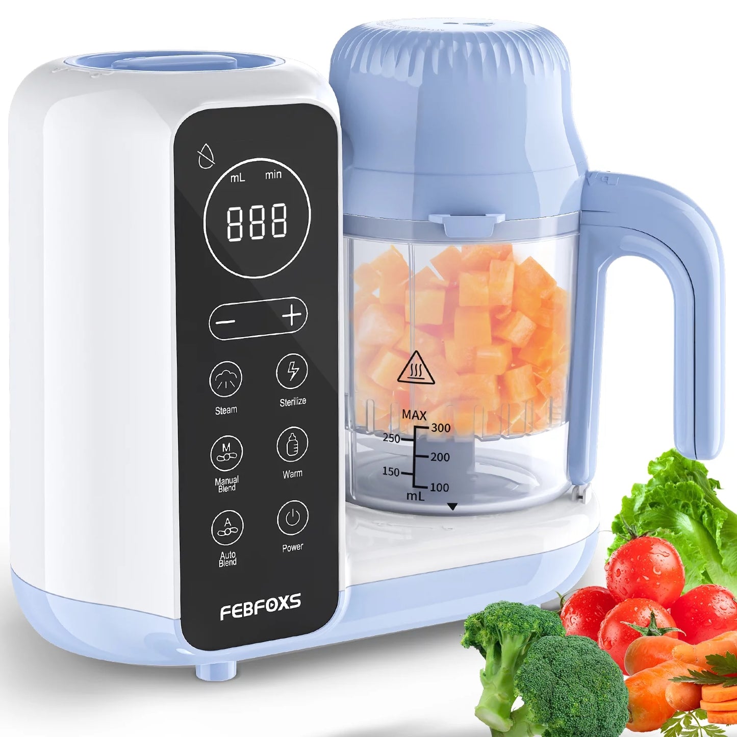 Baby Food Maker, Multi-Function Baby Food Processor, Steamer Puree Blender, Auto Cooking & Grinding, Baby Food Warmer Mills Machine with Touch Screen Control, Blue