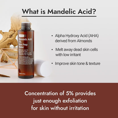 [] Mandelic Acid 5% Skin Prep Water, Gentle Skin Korean Exfoliator for Face, Aha Bha Toner, Ideal for Sensitive Skin | Helping Clogged Pores and Pigmentation (1 Fl Oz (Pack of 1))