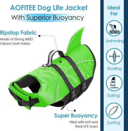 Dog Life Vest Swimming, Small Dog Life Jacket, High Flotation Dog Swim Vest with Rescue Handle, Reflective Dog Swimming Vest Swimsuit, Dog Life Preserver for Small Medium Dogs