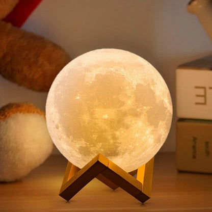 Moon Lamp 2024 Upgrade 128 Colors with Timing- 3D Printing Moon Night Light for Kids Adults- Gifts for Kids/Her/Women- Wooden Stand & Remote/Touch Control