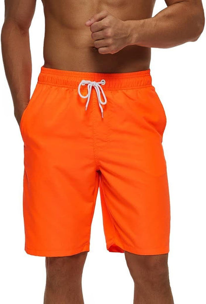 Mens Swim Shorts Quick Dry Swimsuit Sports Swimming Shorts with Pockets,Bright Orange,Xx-Large