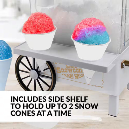 160 Oz. White Snow Cone Machine with 2 Cones and Ice Scoop