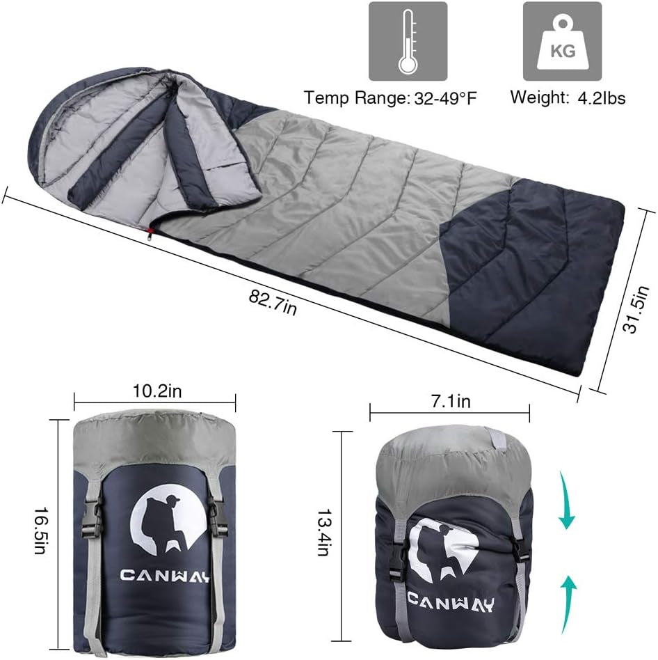 Double Sleeping Bag,2 Person Sleeping Bag Lightweight Waterproof with 2 Pillows for Camping, Backpacking, or Hiking for Adults or Teens Queen Size XL & XXL