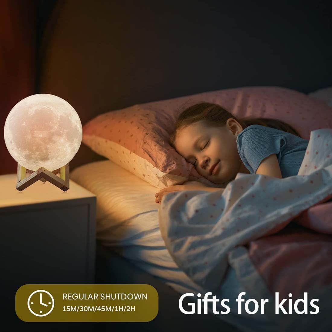 Moon Lamp 2024 Upgrade 128 Colors with Timing- 3D Printing Moon Night Light for Kids Adults- Gifts for Kids/Her/Women- Wooden Stand & Remote/Touch Control