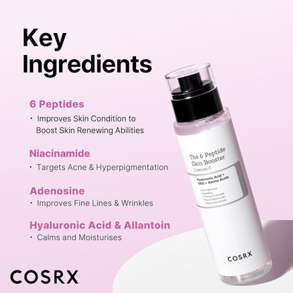 6X Peptide Collagen Booster Toner Serum 150Ml/5.07 Fl.Oz, Skin Renewal Boosting Facial Essence, Niacinamide & Hyaluronic Acid for All Skin Types, Korean Skincare, Paraben Free