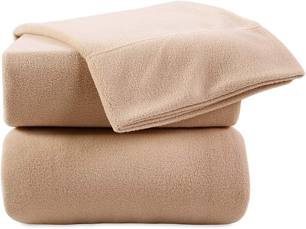 Microfleece Sheet Set | Super Soft Cozy Fleece Sheets | All-Season Warmth | Tan Linen | Full (80" X 90")