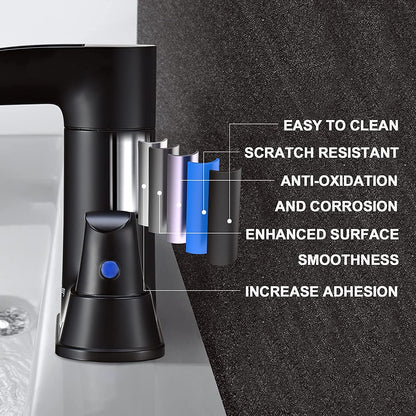 Black Waterfall Spout Bathroom Faucet,  2-Handle Bathroom Sink Faucet with Pop up Drain & Supply Lines, RV Lavatory Vessel Faucet 4 Inch Centerset Waterfall Bathroom Faucet, 2 or 3 Hole