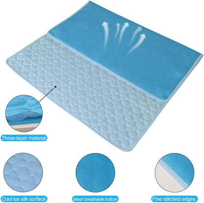 Pet Cooling Mats for Dogs, Breathable Ice Silk Cooling Pet Dog, Portable Cooling Mat for Dogs, Washable Pet Cooling Blanket for Indoor & Outdoor - 28 X 22In