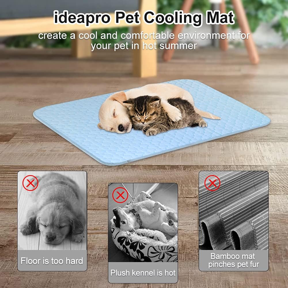 Pet Cooling Mats for Dogs, Breathable Ice Silk Cooling Pet Dog, Portable Cooling Mat for Dogs, Washable Pet Cooling Blanket for Indoor & Outdoor - 28 X 22In