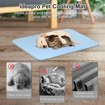 Pet Cooling Mats for Dogs, Breathable Ice Silk Cooling Pet Dog, Portable Cooling Mat for Dogs, Washable Pet Cooling Blanket for Indoor & Outdoor - 28 X 22In