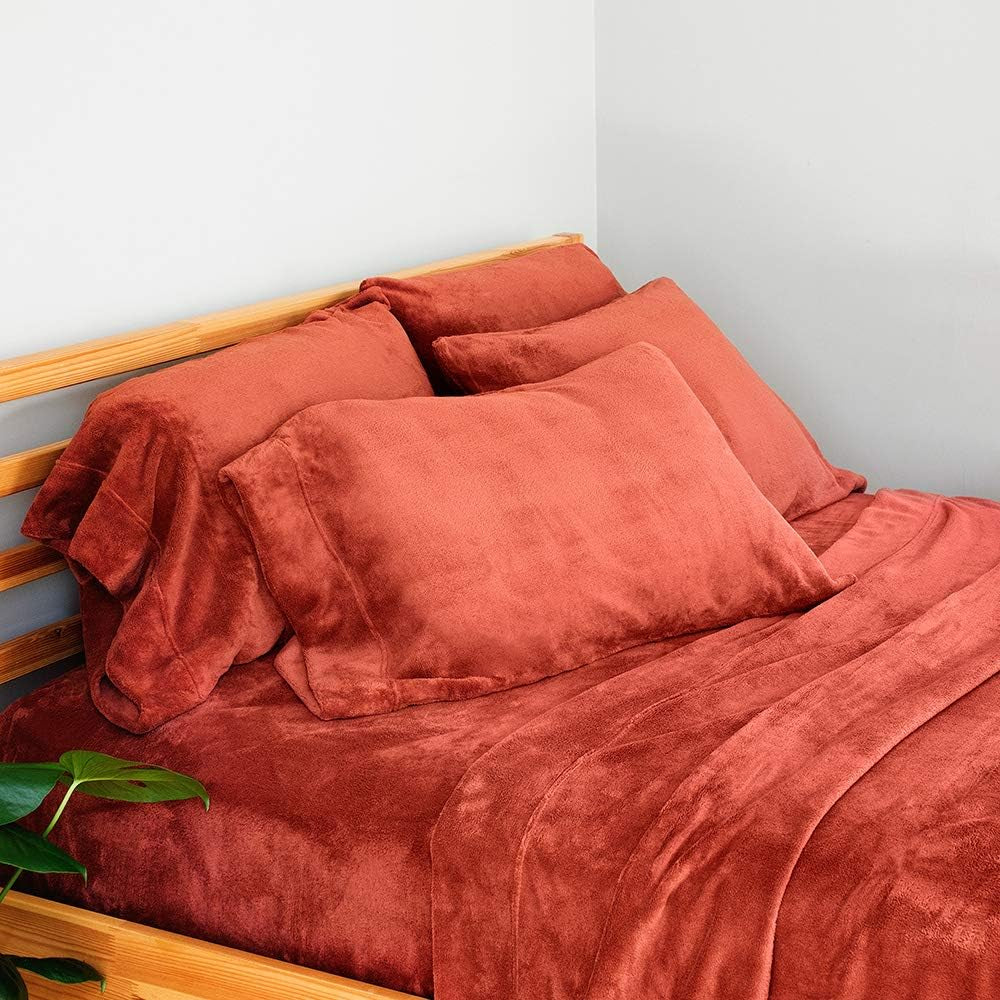 Serasoft Sheet Set | All Season Warmth | Super Soft Cozy Plush Sheets | Mahogany Red | Full (82" X 90")