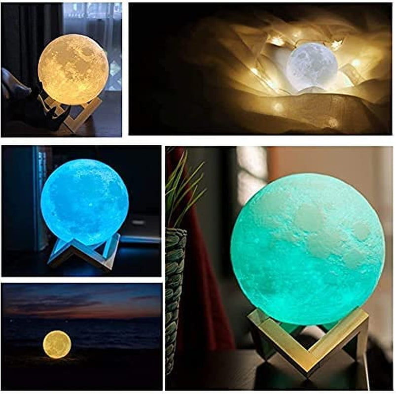 Moon Lamp 2024 Upgrade 128 Colors with Timing- 3D Printing Moon Night Light for Kids Adults- Gifts for Kids/Her/Women- Wooden Stand & Remote/Touch Control