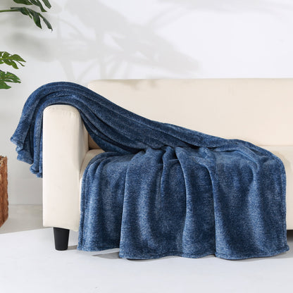 & Home Co Eco Plush Throw Blanket, Blue, Oversized Throw