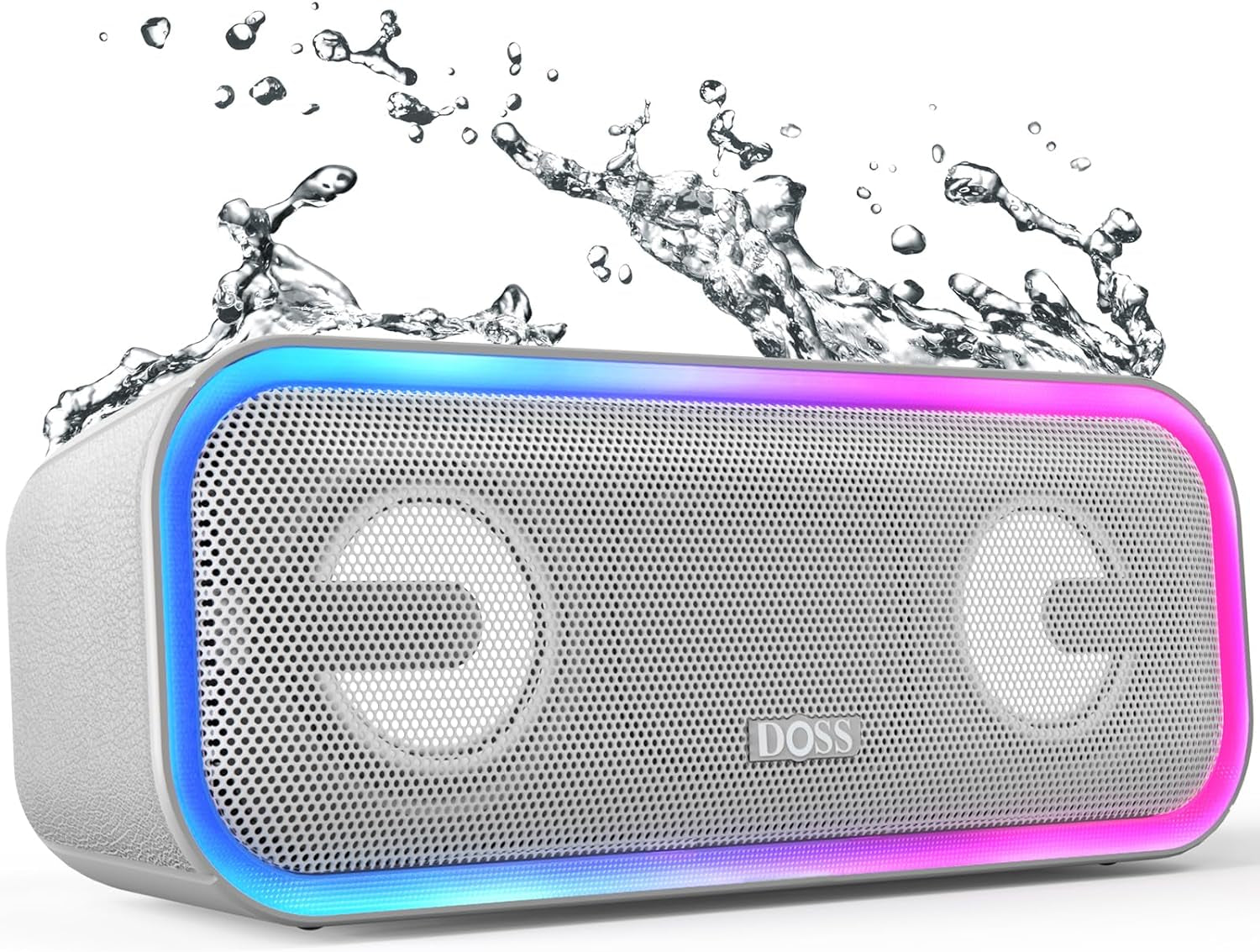 Bluetooth Speaker, Soundbox Pro+ Wireless Bluetooth Speaker with 24W Impressive Sound, Booming Bass, IPX6 Waterproof, 15Hrs Playtime, Wireless Stereo Pairing, Mixed Colors Lights, 66 FT- Grey