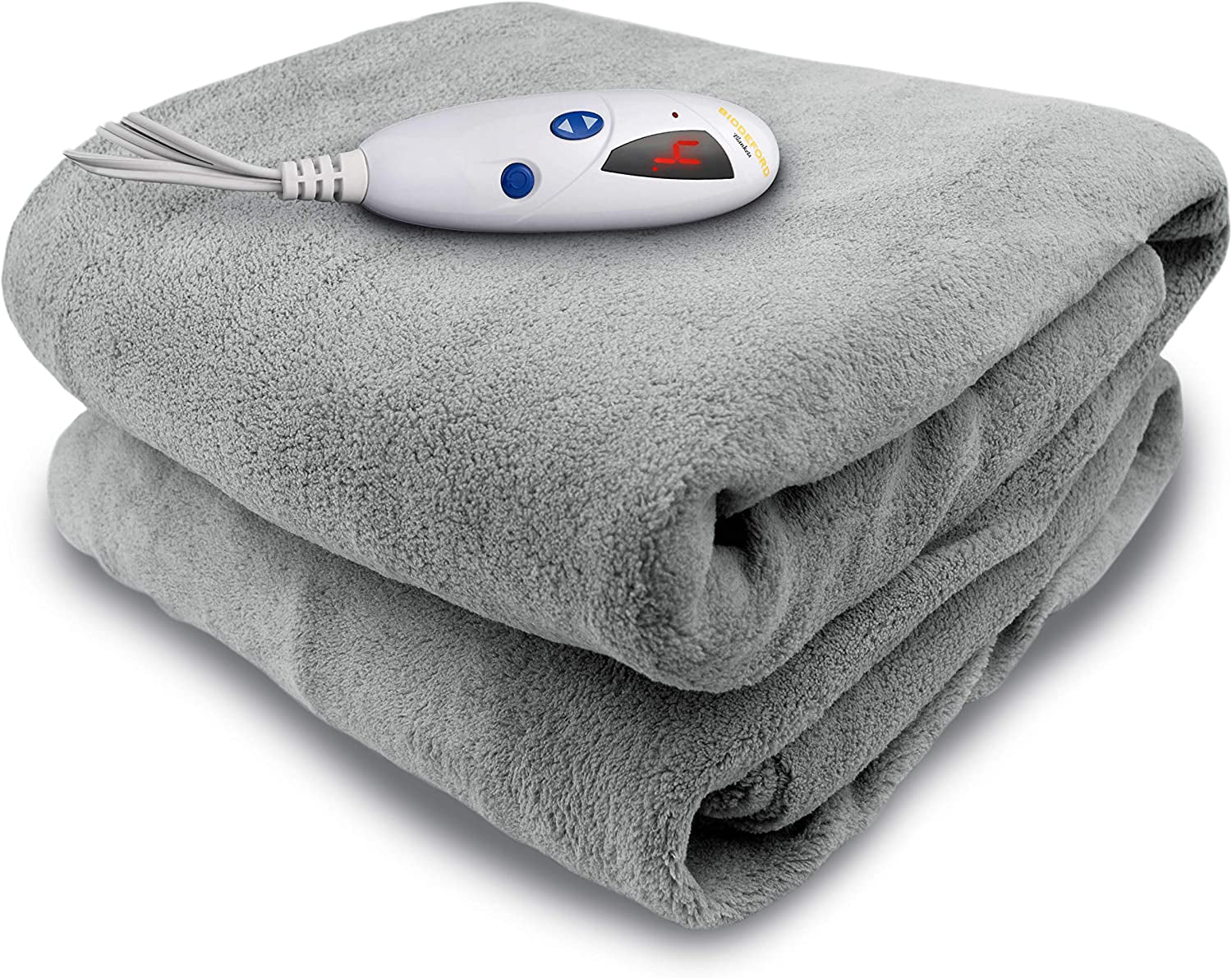 Microplush Electric Heated Throw Blanket with Adjustable Heat Settings and Auto Shut-Off Timer, Machine Washable, Digital Controller, Throw, Grey