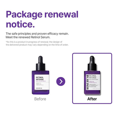 Retinol Intense Reactivating Serum - 1.01Oz, 30Ml - Mild Korean 0.1% Retinol Serum for Face Aging Sign and Glass Skin - Post Acne Marks, Skin Texture and Elasticity Care - Korean Skin Care