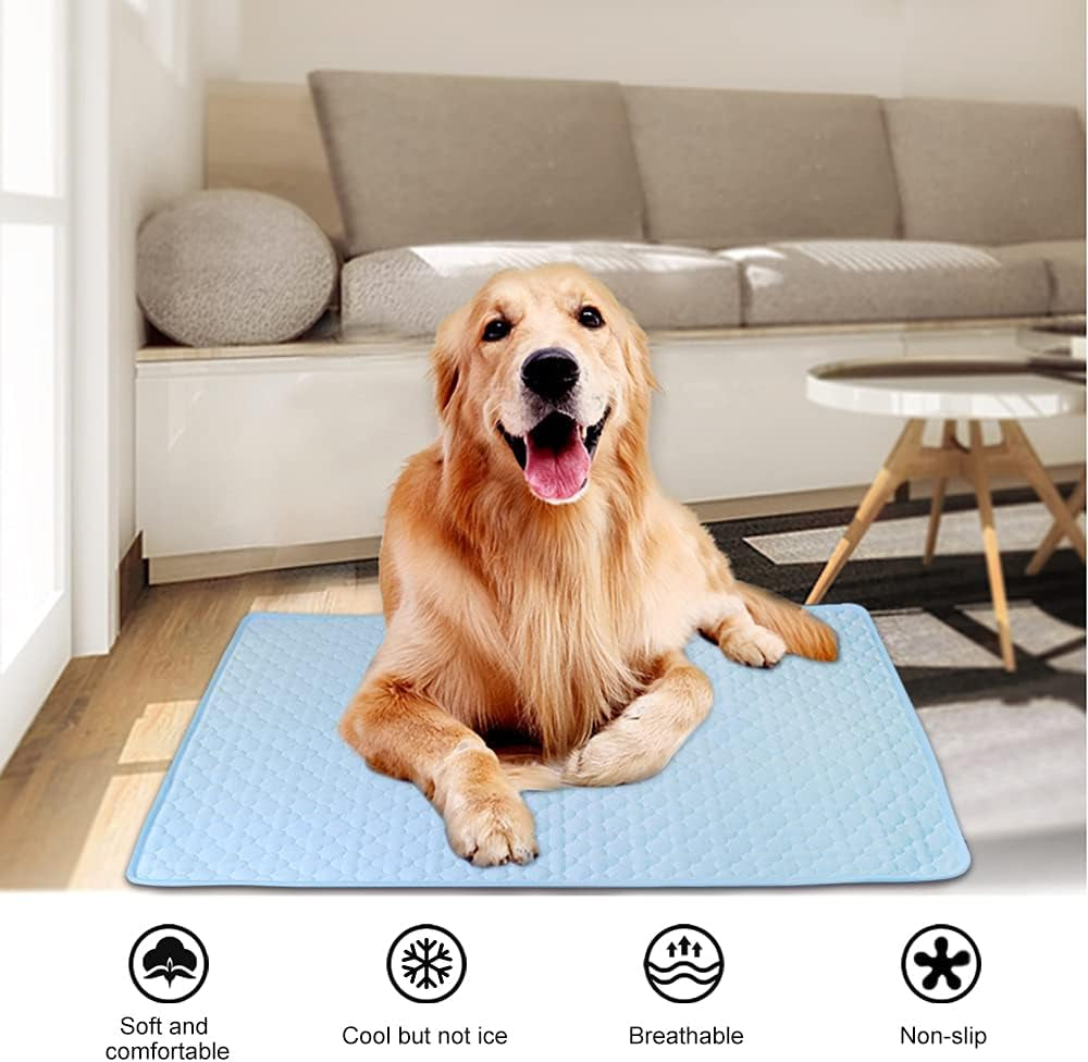 Pet Cooling Mats for Dogs, Breathable Ice Silk Cooling Pet Dog, Portable Cooling Mat for Dogs, Washable Pet Cooling Blanket for Indoor & Outdoor - 28 X 22In