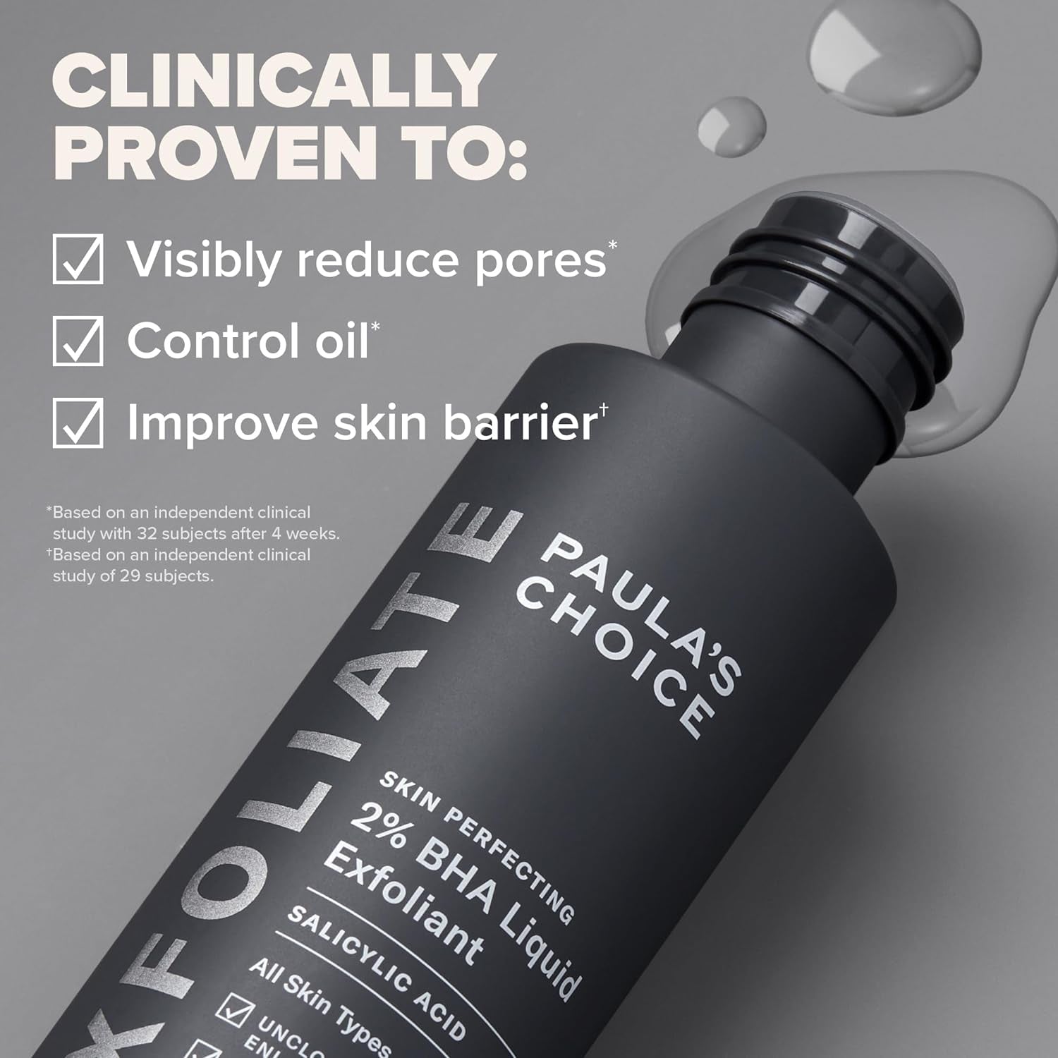 Paulas Choice--Skin PERFECTING 2% BHA Liquid Salicylic Acid Exfoliant--Facial Exfoliant for Blackheads, Enlarged Pores, Wrinkles & Fine Lines, 4 Oz Bottle