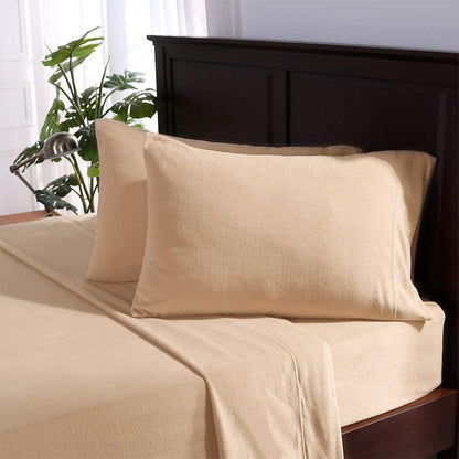 Microfleece Sheet Set | Super Soft Cozy Fleece Sheets | All-Season Warmth | Tan Linen | Full (80" X 90")