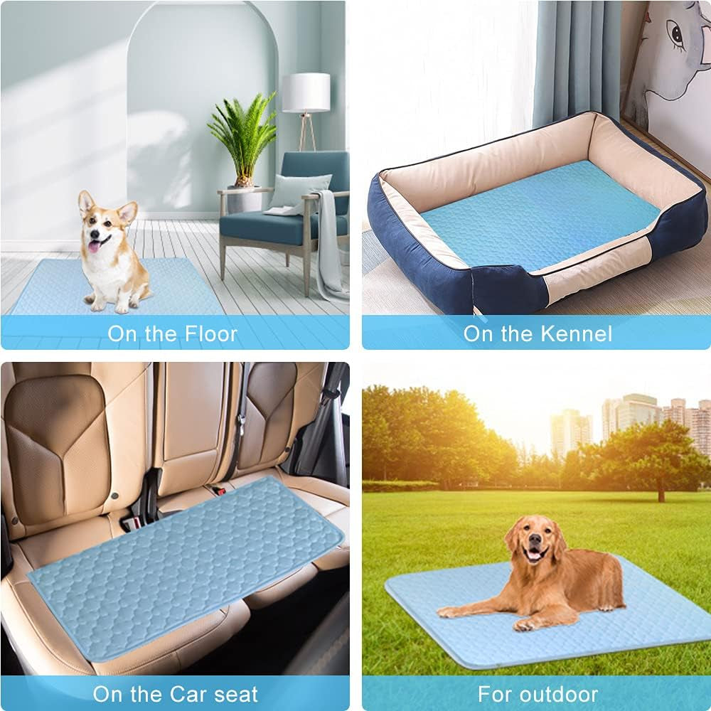 Pet Cooling Mats for Dogs, Breathable Ice Silk Cooling Pet Dog, Portable Cooling Mat for Dogs, Washable Pet Cooling Blanket for Indoor & Outdoor - 28 X 22In