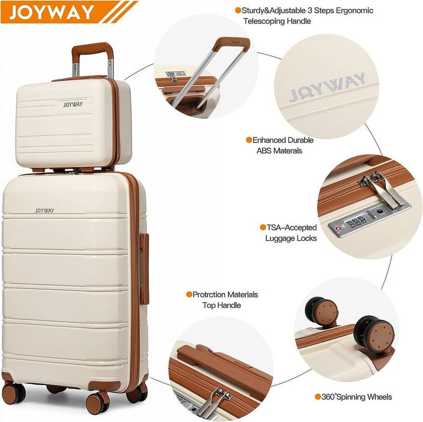 Carry-On Luggage 20" Lightweight Polypropylene Luggage, Hardshell Suitcase with Swivel Wheels