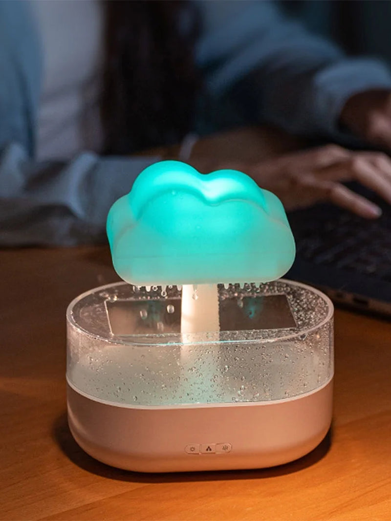 Rain Cloud Humidifier Water Drip,Mushroom Diffuser,Cloud Humidifier Rain Drop,Rain Cloud Diffuser with 7 Light Colours,Waterfall Lamp Humidifier Rain Sounds for Relax Sleeping,200Ml