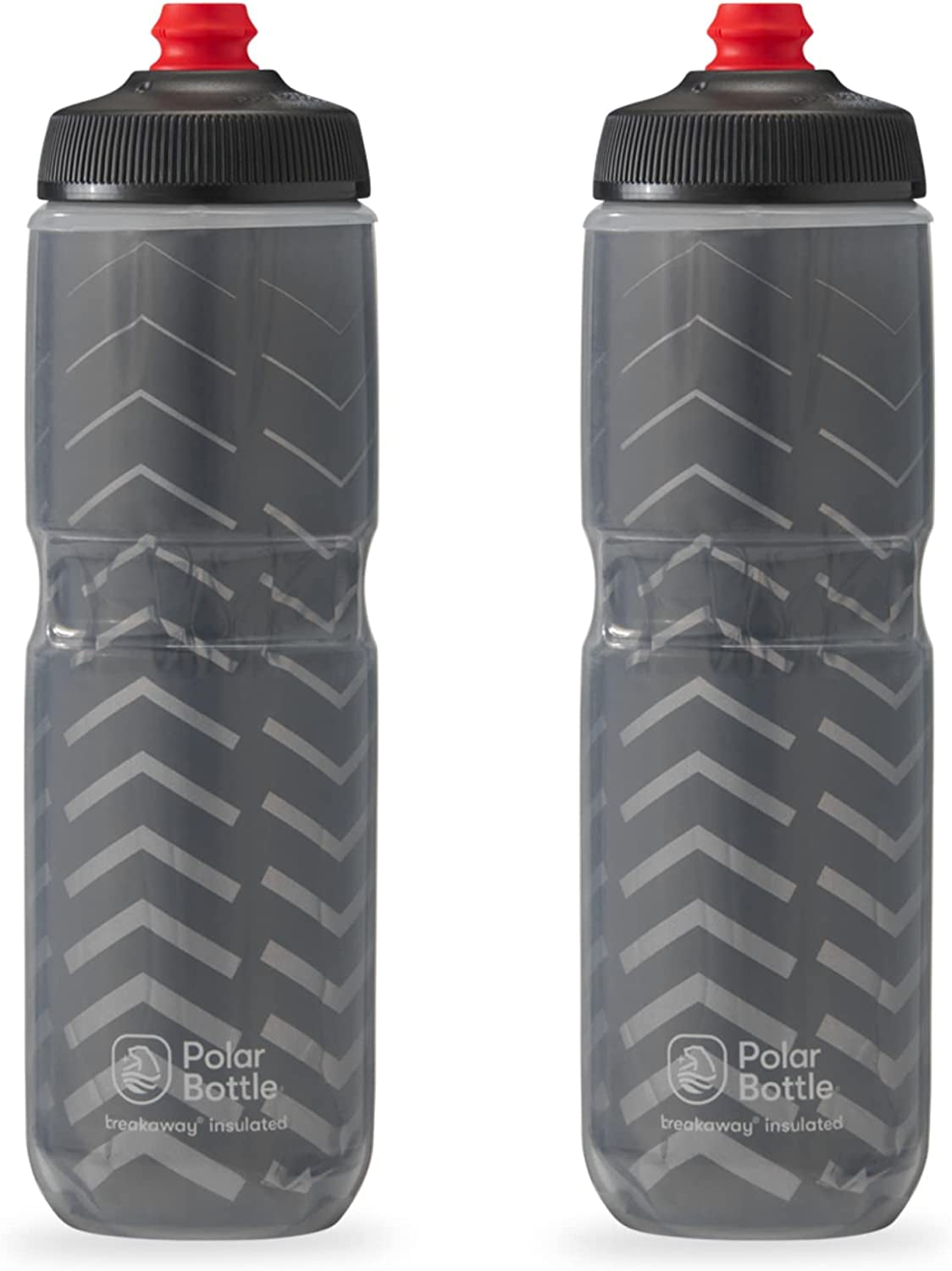 Breakaway Insulated Water Bottle - BPA Free, Cycling & Sports Squeeze Bottle (Bolt - Charcoal, 24 Oz) - 2 Pack