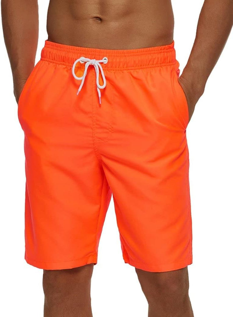 Mens Swim Shorts Quick Dry Swimsuit Sports Swimming Shorts with Pockets,Bright Orange,Xx-Large