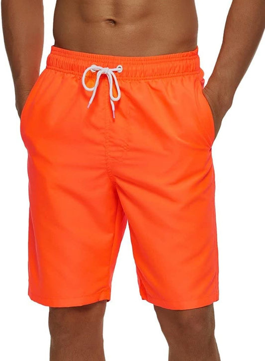 Mens Swim Shorts Quick Dry Swimsuit Sports Swimming Shorts with Pockets,Bright Orange,Xx-Large