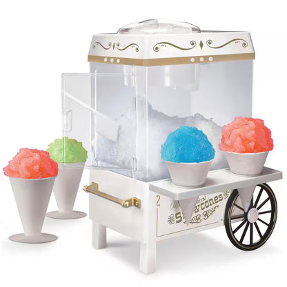 160 Oz. White Snow Cone Machine with 2 Cones and Ice Scoop